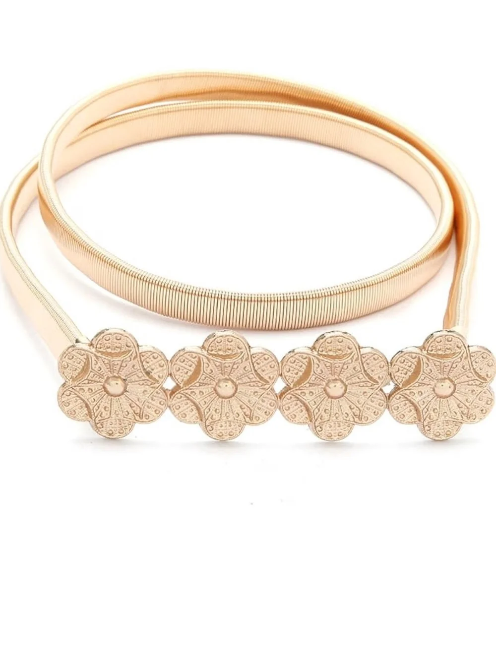 Gold-Tone Floral Elastic Waist Belt Size Small NIP